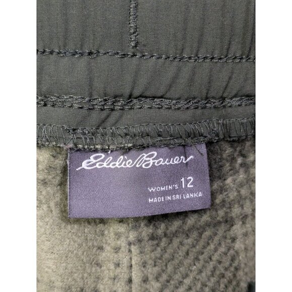 Eddie Bauer Fleece Lined Pants Womens 12 Green Zip Cargo Hiking Elastic Cuffs - Picture 3 of 14